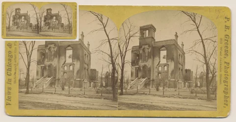 Estereografía del Rumsey House después del incendio de Chicago de 1871, 1871